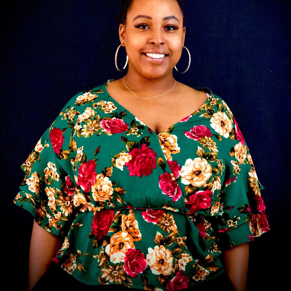 Green Floral Blouse